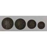 Charles II, Hammered Maundy Set [undated], 4 coins comprising 4d, 3d, 2d and 1d, each with obv.