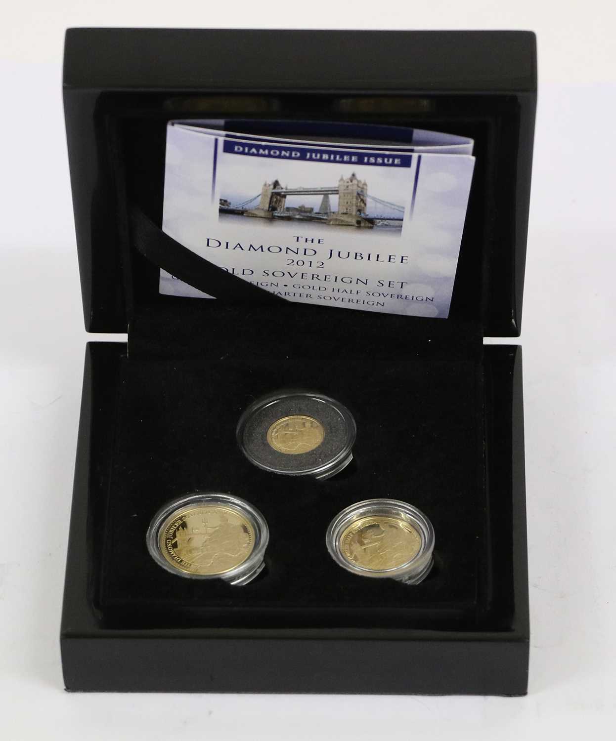 Tristan da Cunha, 'The Diamond Jubilee 2012' Gold Proof Set', 3 coins comprising: sovereign, half