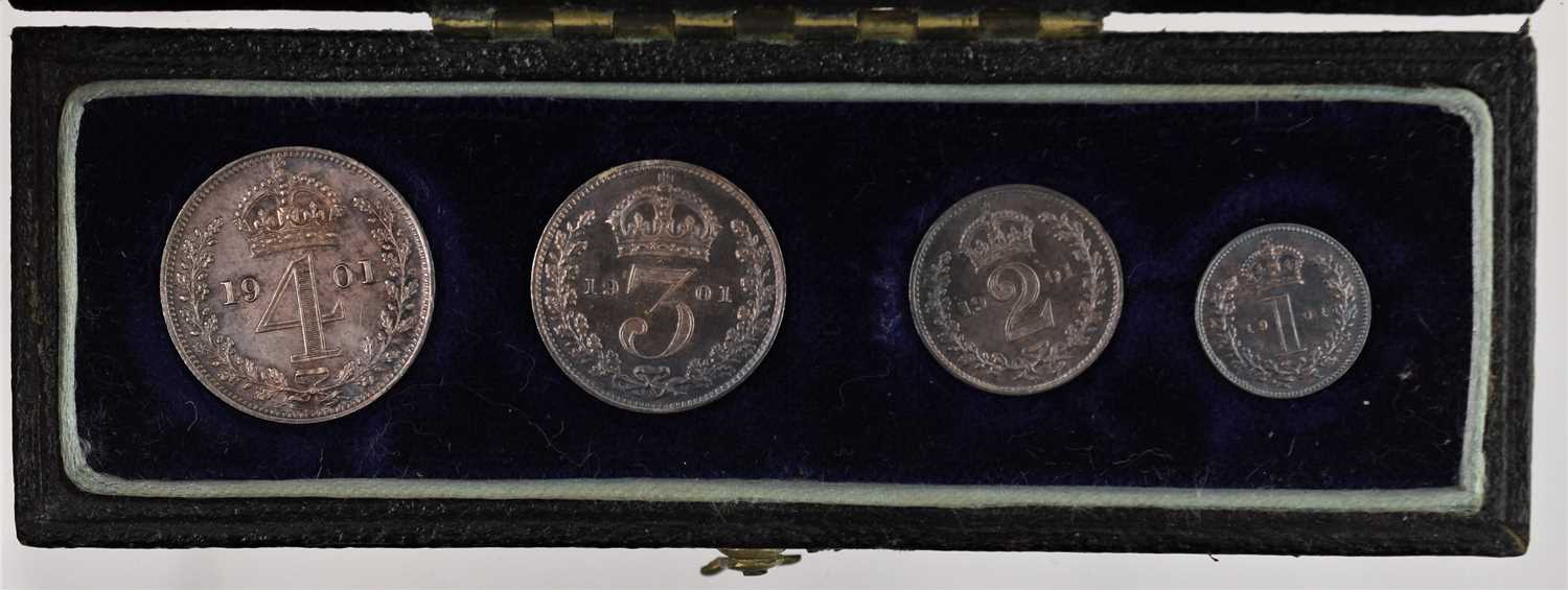 Victoria, Maundy Set 1901, 4 coins comprising 4d, 3d, 2d and 1d, each with obv. old veiled bust - Image 2 of 3