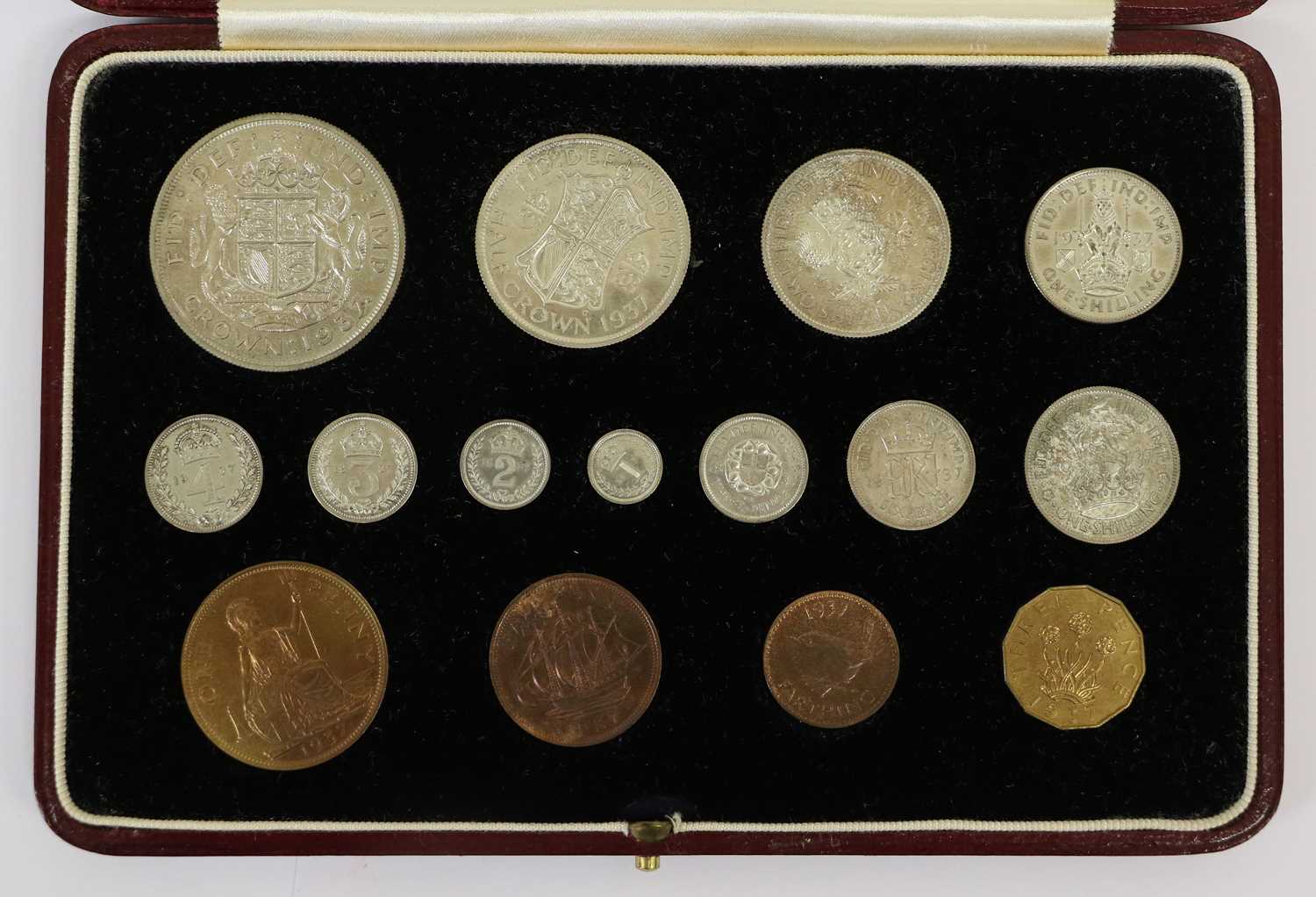 George VI, 'Coronation' Proof Set 1937, 15 coins from crown to farthing including Maundy 4d, 3d,