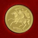 Isle of Man, Proof Half Sovereign 1980, obv. Machin portrait of the Queen, rev. Northman with raised