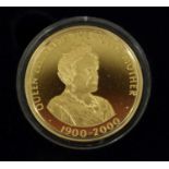 St Helena, Gold Proof 50 Pence 2000 (.916 gold, 38.61mm, 47.54g), 'Queen Mother's Centenary',