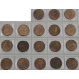 13 x Edward VII, Pennies comprising: 1902 ‘low tide,’ 1902(x2) ‘normal tide,’ 1903(x5), all normal