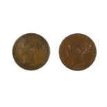 2 x Victoria, Farthings comprising: 1844 RARE and 1853 both with obv. young head left, rev.