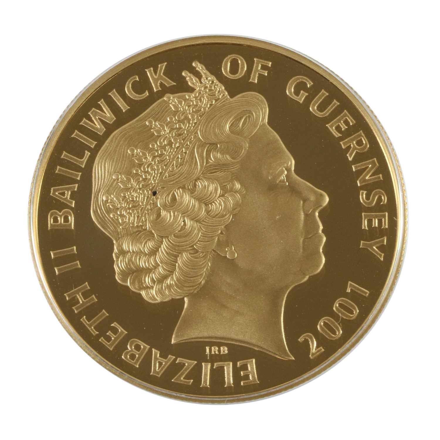 Guernsey, Gold Proof £5 2001 (.916 gold, 38.61mm, 39.94g), 'Queen Victoria Centenary', - Image 3 of 3