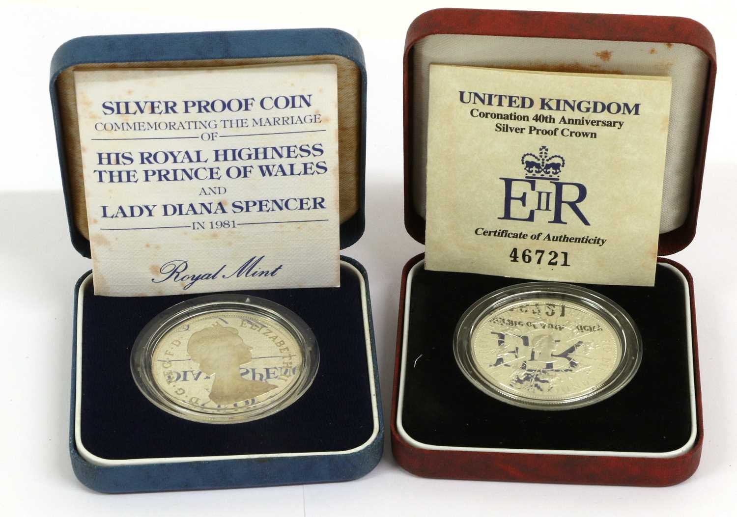 9 x UK Silver Proof Coins and Sets, including: 5 x crowns: 1977(x3) 'Silver Jubilee', 1981 'Marriage - Image 2 of 3
