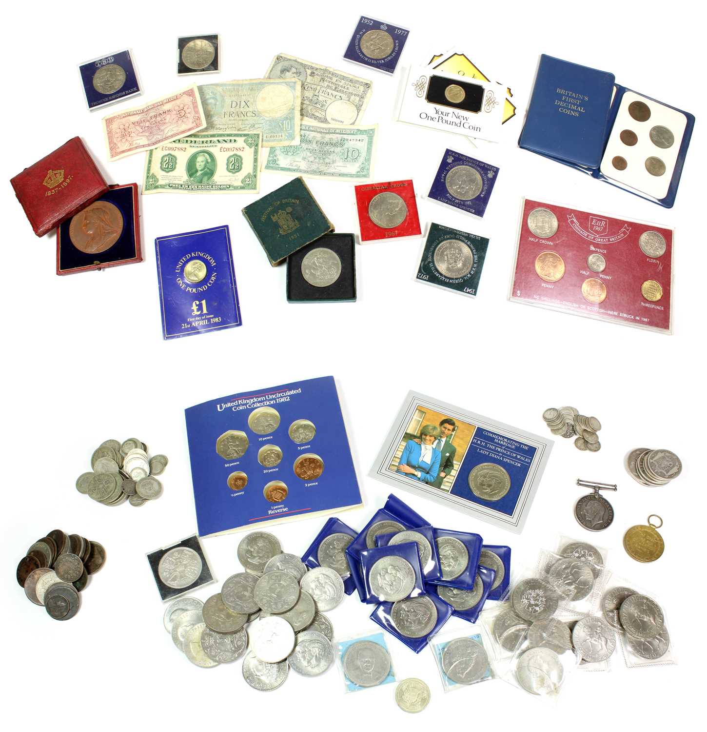Mixed Collection of Silver and Commemorative, comprising: Diamond Jubilee of Victoria 1897, Bronze
