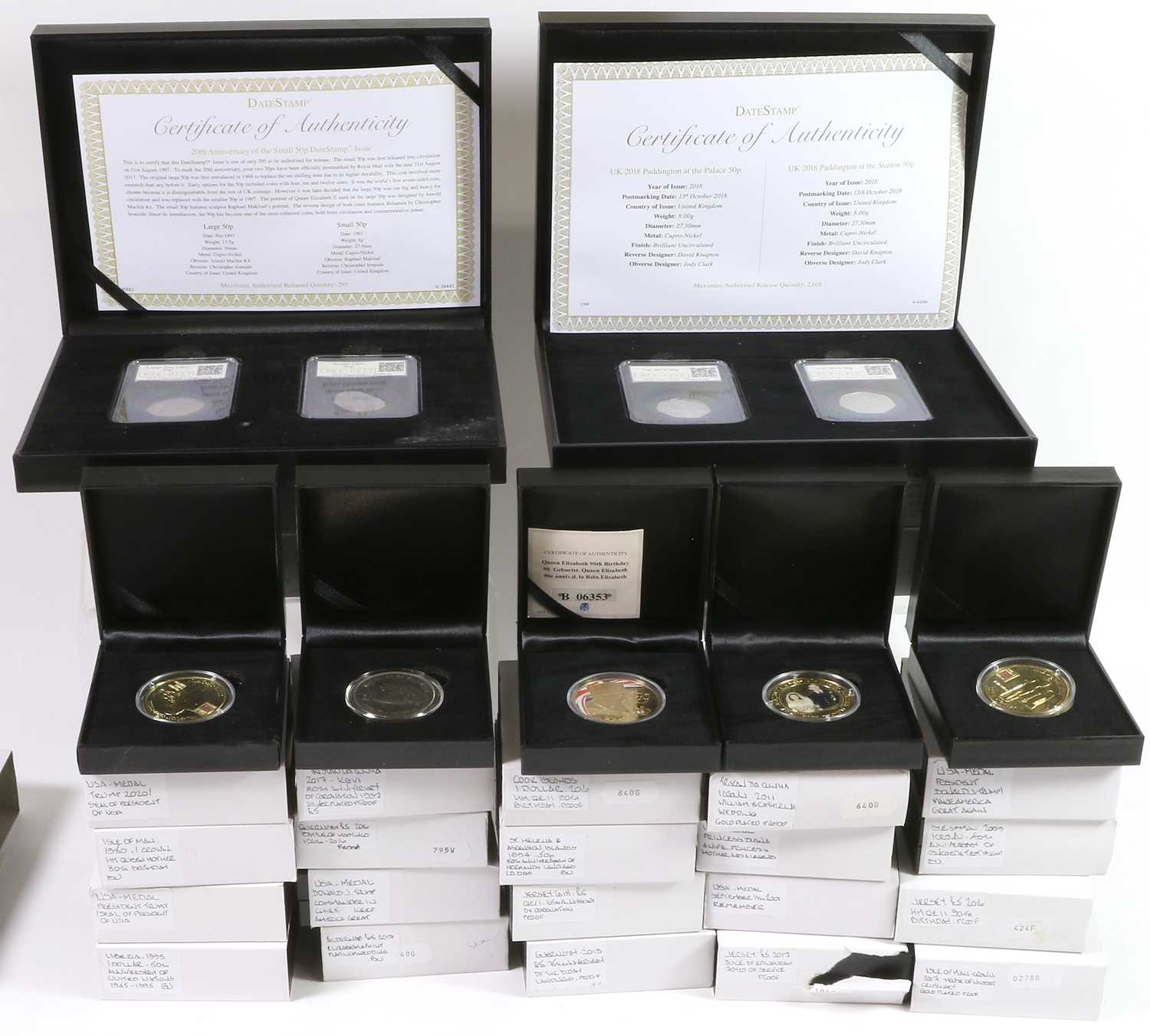 Commemorative Coins and Medallic Sets, 2 x crates, highlights include: 'Rupert Bear' 5 x 50p and 4 x - Image 3 of 3