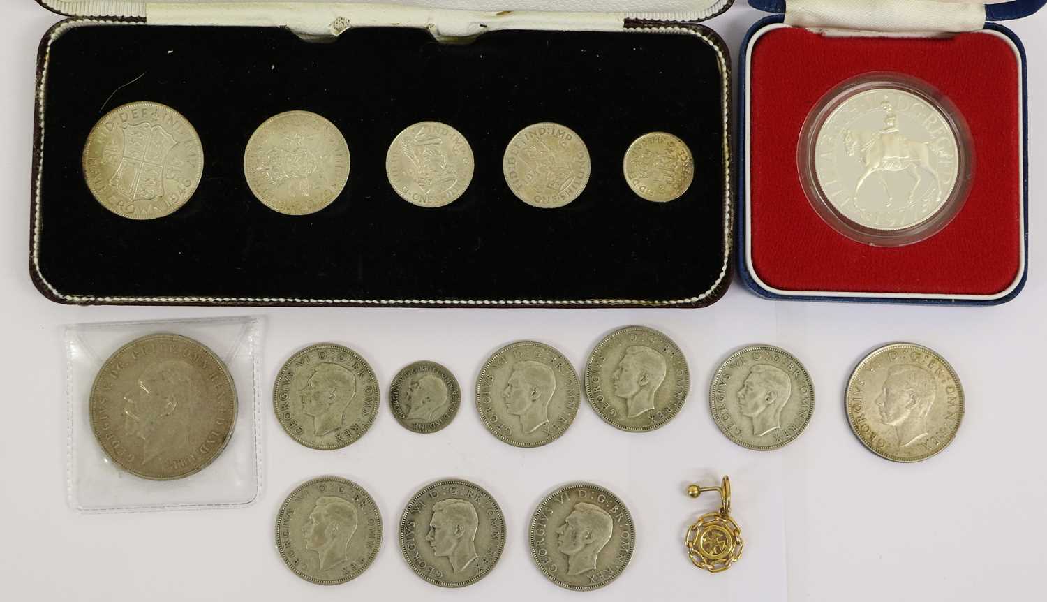 George VI, Silver Specimen Set 1946, 5 coins from halfcrown to sixpence (including English and
