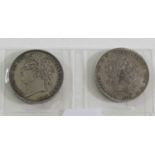 2 x Crowns, comprising: George III 1819 LIX obv. 'Bull' head right, rev. Pistrucci's St. George