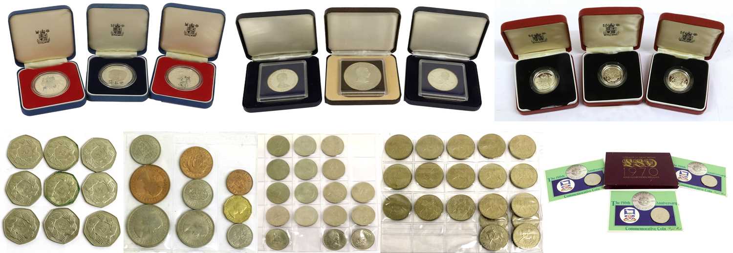 Assorted Silver Proof and Commemorative Coinage, including: 3 x silver proof crowns: 1977(x2) '