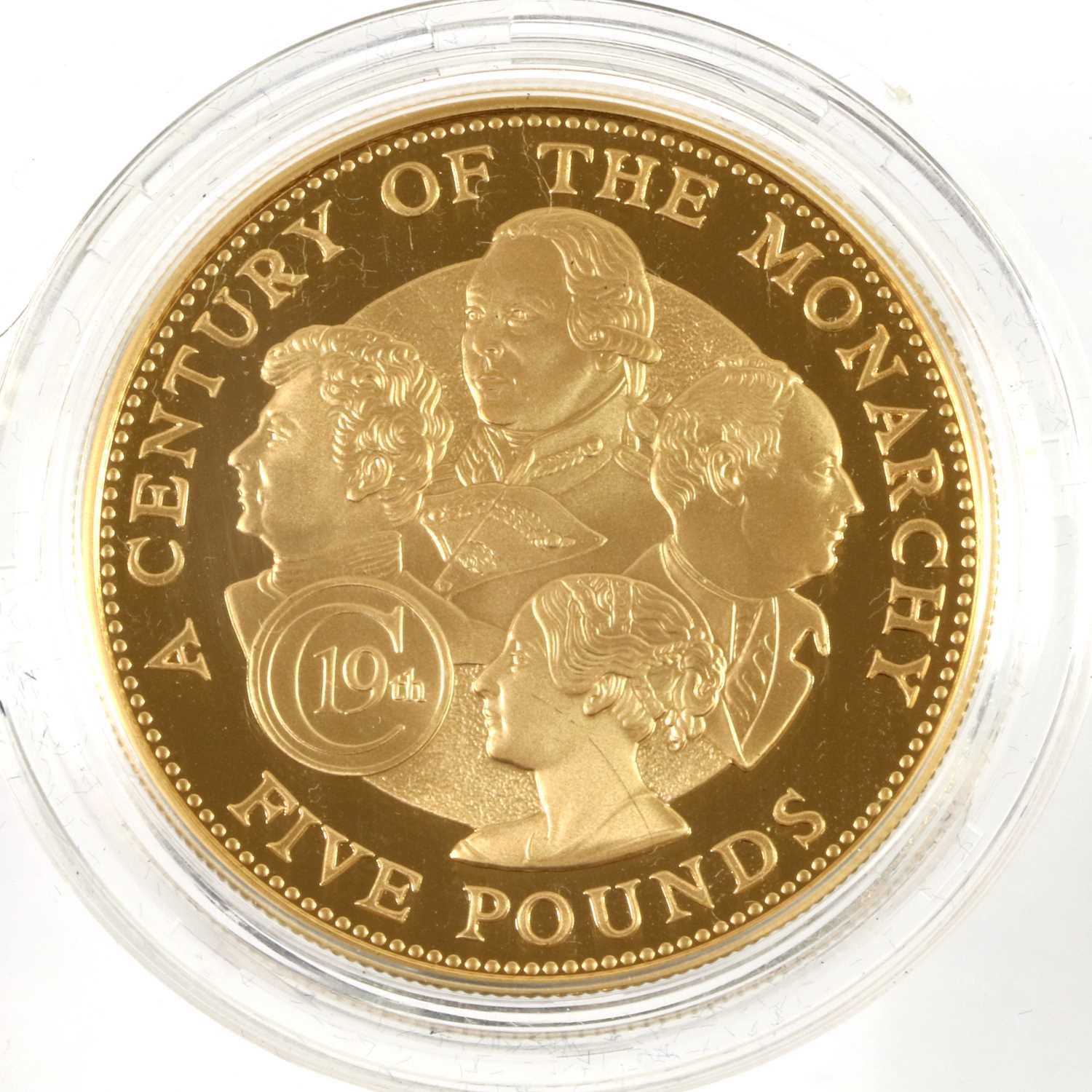 Guernsey, Gold Proof £5 2001 (.916 gold, 38.761mm, 39.94g), 'The Monarchs of the 19th Century', - Image 2 of 3