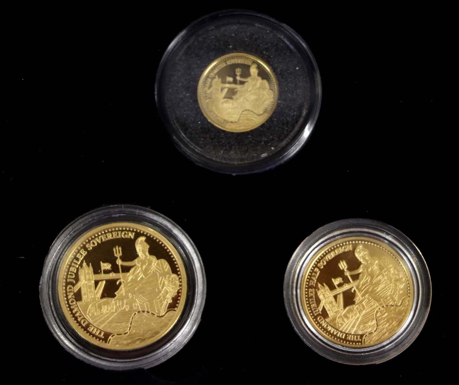 Tristan da Cunha, 'The Diamond Jubilee 2012' Gold Proof Set', 3 coins comprising: sovereign, half - Image 2 of 2