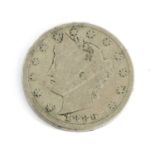 USA, 'Liberty' Nickel (5 Cents) 1886 (21mm, 4.86g), obv. Liberty head left flanked by 13 stars, date