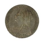 Victoria, Crown 1893 LVII, obv. old veiled bust left, rev. Pistrucci's St. George and the dragon,