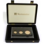 Jersey, Gold Sovereign 3-Coin Set 2010, comprising £5 (.916 gold, 38.61mm, 39.94g), £2 (.916 gold,