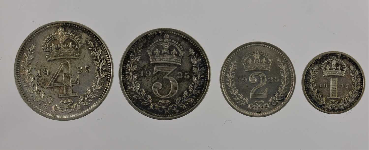 George V, Maundy Set 1935, 4 coins comprising 4d, 3d, 2d and 1d, each with obv. bare head left, rev. - Image 2 of 2