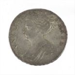 Anne, Crown 1707E SEXTO, obv. second bust, (S.3600), VF