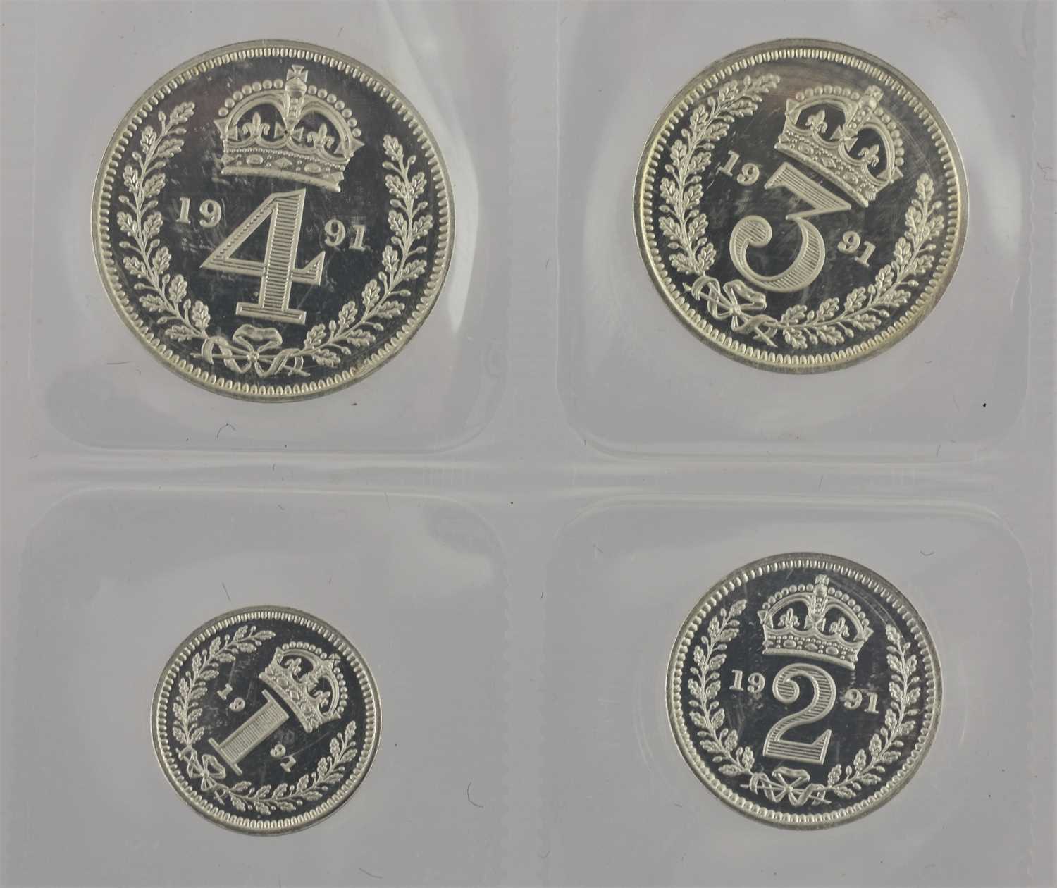 Elizabeth II, Maundy Set 1991, 4 coins comprising 4d, 3d, 2d and 1d, each with obv. young bust - Image 3 of 4