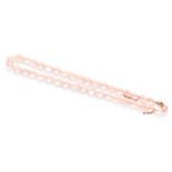 A Rose Quartz Bead Necklace, knotted to a diamond and synthetic ruby cluster clasp, length 60cmThe