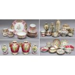 Noritake, a collection of elaborately decorated items, painted and gilt highlighted on pink, cream