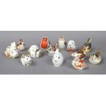 Royal Crown Derby Paperweights, including eight modelled as birds, two rabbits and three mice (13)
