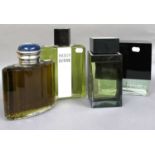 Four Large Dummy Display Factices including Gucci Envy for men, Chic for men by Carolina Herrera,