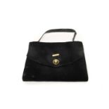Cartier Black Suede Bag with 9ct gold locking mechanism, hallmarked '9' '375', London, 1934 makers