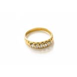 A 22 Carat Gold Paste Five Stone Ring, finger size N1/2Gross weight 3.7 grams.