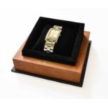 A Lady's Stainless Steel Diamond Set Rectangular Wristwatch, signed Baume & Mercier, Geneve, ref: