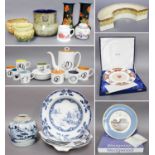 Wedgwood plate 'The St Leger', Spode plate 'York Minster' (both boxed), Royal Doulton jardiniere,