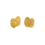 A Pair of 18 Carat Gold Cufflinks, engraved with initialsGross weight 10.9 grams.