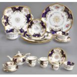 A Coalport Cabaret Set, in cobalt blue Batwing pattern, together with Three Matching Bread and
