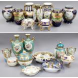 Noritake, a collection of elaborately decorated items, painted and gilt highlighted on blue and