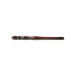 19th Century Mahogany Knitting Stick, with turned decoration and acorn shaped knops to each end,