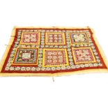 20th Century Gujarat Indian Cotton Appliqued Wedding Tent, comprising a gridwork of red and yellow