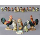 A Collection of Assorted Beswick Birds, including two Leghorns, model number 1892, Owl, model number