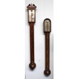 An Early 19th Century Mahogany Stick Barometer, the single silvered vernier dial signed Alexr