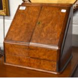 A 19th Century Burr Walnut Desktop Correspondence Box, 34cm by 26cm by 32cm
