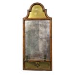 A 19th Century Continental Girandole, the rectangular plate under an arched brass pediment and