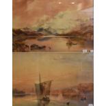 British School (19th century)Fishing Boats in a Highland landscapeWatercolour, together with a