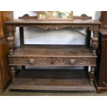 A Victorian Carved Oak Two-Tier Buffet, 122cm by 48cm by 139cm