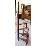A Set of Reproduction Leather-Inset Library Steps, 172cm high
