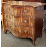 A George III Mahogany Serpentine Chest of Three Drawers, 113cm by 59cm 101cm