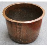 A 19th Century Riveted Copper Log Bucket, 48.5cm diameter by 35cm highSome minor verdigris on the
