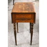 A 19th Century Inlaid Rosewood Dropleaf Table, 38cm (closed) by 53cm by 75cm