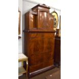 A 19th Century Mahogany Secretaire Abbatant, the superstructure with three cupboards above a