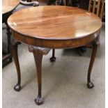 A George III Inlaid Mahogany Demi-Lune Foldover Tea Table, on tapering square section supports, 91cm