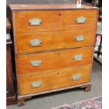 A Victorian Mahogany and Strung Inlaid Chest, with hinged top section and two drawers below,