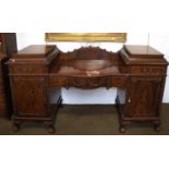 A Figured Mahogany Twin Pedestal Sideboard, early 20th century, with gadrooned mouldings, serpentine
